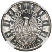 5 Zlotys Józef Piłsudski - Shooter eagle; Trial Strike Proof obverse image