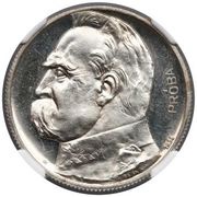 5 Zlotys Józef Piłsudski - Shooter eagle; Trial Strike Proof reverse image