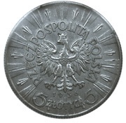 5 Zlotys Józef Piłsudski obverse image