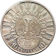 10 Zlotys Józef Piłsudski - Shooter eagle; Trial Strike Ag Proof obverse image