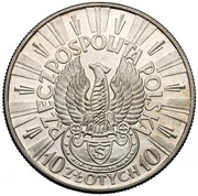 10 Zlotys Józef Piłsudski - Shooter eagle; Trial Strike Ag obverse image