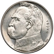 10 Zlotys Józef Piłsudski - Shooter eagle; Trial Strike Ag reverse image