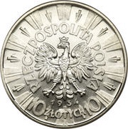 10 Zlotys Józef Piłsudski obverse image