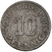 10 Pfennig Lodz Ghetto 2nd emission, Poland, 1942 reverse image