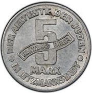 5 Mark Jewish Ghetto Coinage Al reverse image