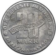 20 Mark Jewish Ghetto Coinage Al reverse image