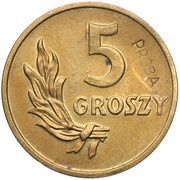 5 Groszy Trial Strike Brass reverse image