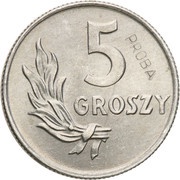 5 Groszy Trial Strike Al, Poland, 1949 reverse image