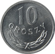 10 Groszy, Poland, 1961-1985 reverse image