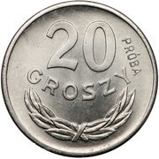20 Groszy Trial Strike Ni, Poland, 1949 reverse image