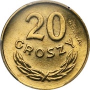 20 Groszy Brass Trial Strike reverse image