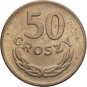 50 Groszy Trial Strike CuNi reverse image