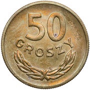 50 Groszy Trial Strike Brass reverse image