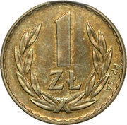 1 Zloty Trial Strike Brass reverse image