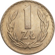 1 Zloty Trial Strike CuNi, Poland, 1949 reverse image
