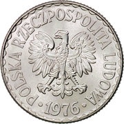 1 Zloty large type; large date obverse image