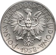 1 Zloty 1 in circle; Trial Strike Ni obverse image