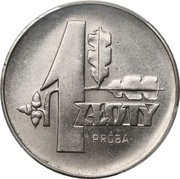 1 Zloty Oak leaves; Trial Strike Ni, Poland, 1958 reverse image