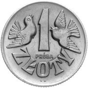 1 Zloty Pigeons; Trial Strike Al, Poland, 1958 reverse image