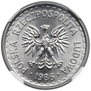 1 Zloty large type; small date obverse image