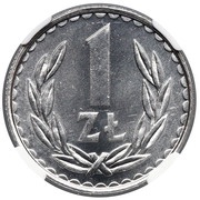 1 Zloty large type; small date, Poland, 1986-1988 reverse image