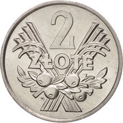 2 Zlotys, Poland, 1958-1974 reverse image