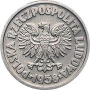 5 Zlotys Freighter Waryński with clouds; Trial Strike Al without Próba obverse image