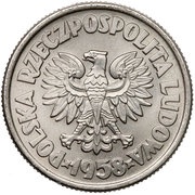 5 Zlotys Freighter Waryński with clouds; Trial Strike Ni obverse image