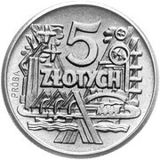 5 Zlotys Trial Strike Al, Poland, 1959 reverse image