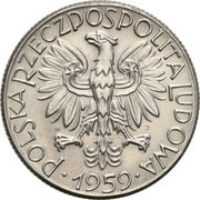 5 Zlotys Fisherman; Trial Strike Ni obverse image