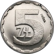 5 Zlotys Trial Strike, Poland, 1986 reverse image