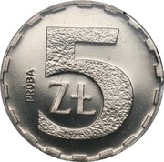 5 Zlotys Trial Strike, Poland, 1989 reverse image