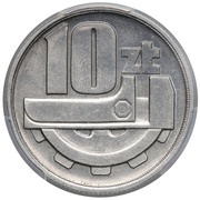 10 Zlotys The key and gears; Trial Strike reverse image