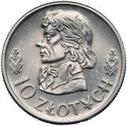 10 Zlotys Tadeusz Kościuszko without próba; Trial Strike reverse image