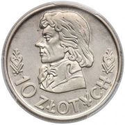 10 Zlotys Tadeusz Kościuszko; Trial Strike CuNi reverse image