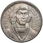10 Zlotys Mikolaj Kopernik, large type; Trial Strike, Poland, 1959 reverse image