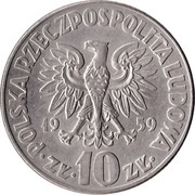 10 Zlotys Mikołaj Kopernik, large type obverse image