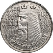 10 Zlotys Kazimierz Wielki Legends incuse; Trial Strike, Poland, 1964 reverse image