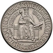 10 Zlotys Kazimierz Wielki; Trial Strike Ni eagle with crown, Poland, 1964 reverse image