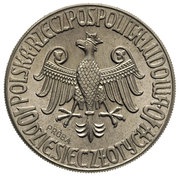 10 Zlotys Kazimierz Wielki; Trial Strike CuNi Próba far from throne obverse image
