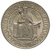 10 Zlotys Kazimierz Wielki; Trial Strike CuNi Próba far from throne reverse image