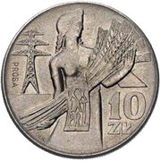 10 Zlotys 20th Anniversary of People's Republic of Poland;Trial Strike CuNi, Poland, 1964 reverse image