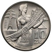 10 Zlotys 20th Anniversary of People's Republic of Poland;Trial Strike Ni, Poland, 1964 reverse image
