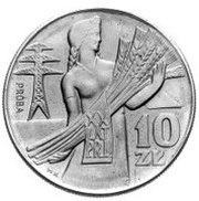 10 Zlotys 20th Anniversary of People's Republic of Poland;Trial Strike CuNi, Poland, 1964 reverse image