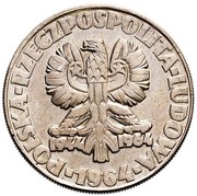 10 Zlotys 20th Anniversary of People's Republic of Poland;Trial Strike CuNi obverse image
