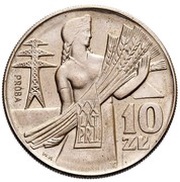 10 Zlotys 20th Anniversary of People's Republic of Poland;Trial Strike CuNi, Poland, 1964 reverse image