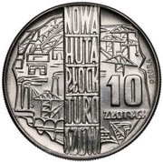 10 Zlotys Nowa Huta Turoszów; Trial Strike Ni, Poland, 1964 reverse image