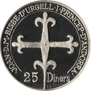 25 Diners - Joan Martí i Alanis 2nd Paréage of Andorra obverse image
