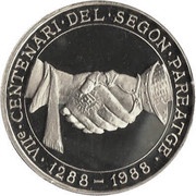 25 Diners - Joan Martí i Alanis 2nd Paréage of Andorra, Andorra, 1988 reverse image