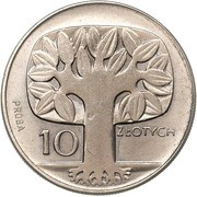 10 Zlotys The Tree; Trial Strike, Poland, 1964 reverse image